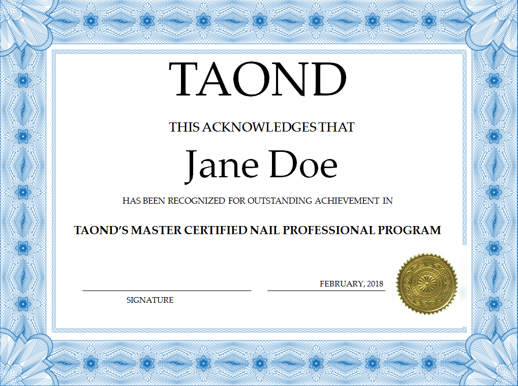 Masters certificate
